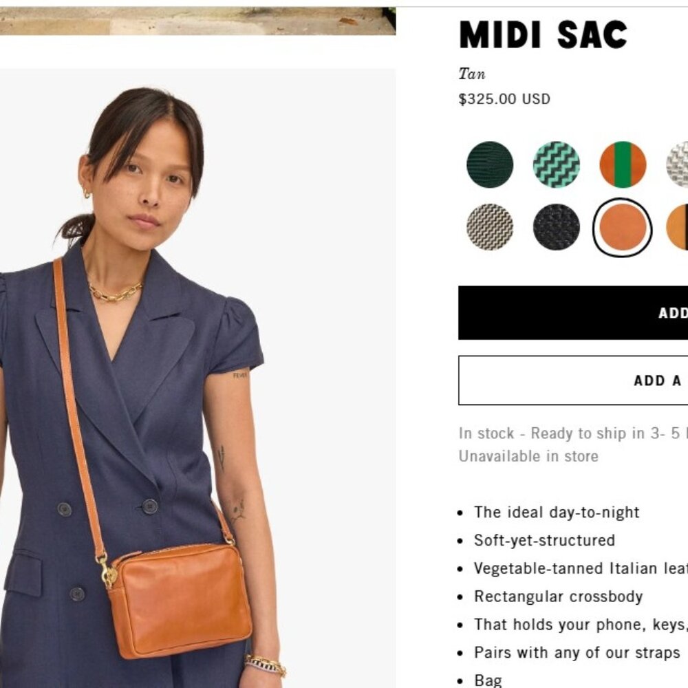 Clare V Midi Sac (Cherry Red) - NO STRAP INCLUDED